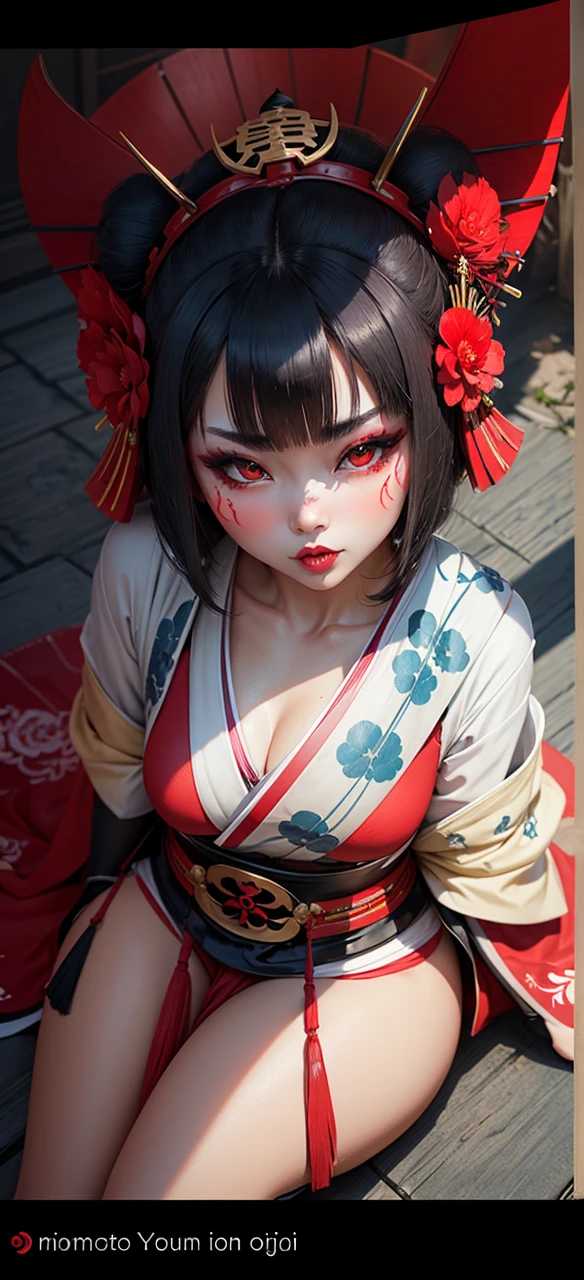 Visage geisha rouge oni