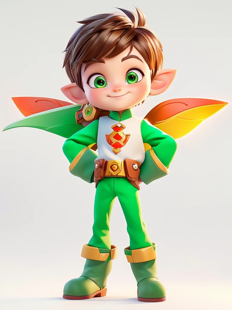 Image of a cartoon boy in green clothes, Cartoon Rendering Keyshot, Elf Character, Merge roles, Official Character Art, Animated Characters, 3D Rendering Character Art 8k, 3d characters render, Promotional Rendering, 3d characters, 3d characters, Cute cartoon characters, toonix characters, character render, Pixie tomboy, Official Art