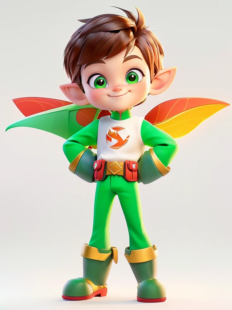 Image of a cartoon boy in green clothes, Cartoon Rendering Keyshot, Elf Character, Merge roles, Official Character Art, Animated Characters, 3D Rendering Character Art 8k, 3d characters render, Promotional Rendering, 3d characters, 3d characters, Cute cartoon characters, toonix characters, character render, Pixie tomboy, Official Art