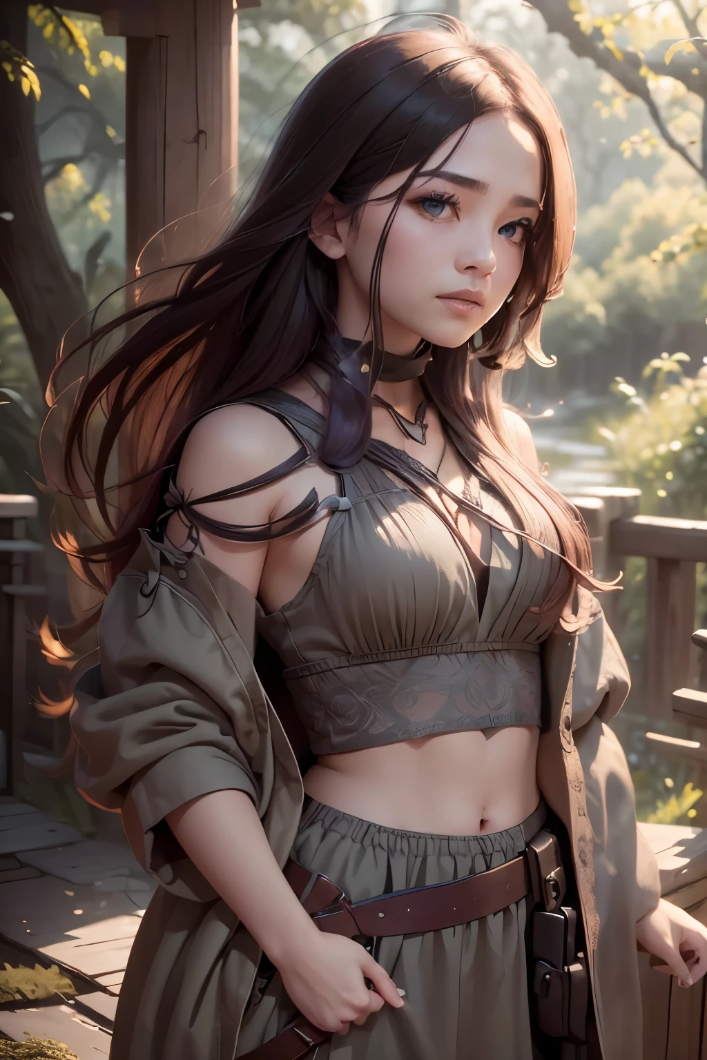 a beautiful female archer, holding a bow, intricate detailed face, piercing eyes, lush forest background, dramatic lighting, cinematic composition, fantasy medieval style, highly detailed, 8K, hyper realistic, masterpiece, (best quality,4k,8k,highres,masterpiece:1.2),ultra-detailed,(realistic,photorealistic,photo-realistic:1.37),detailed archer, dramatic pose, bowstring taut, natural environment, warm color tones, dramatic lighting, cinematic style