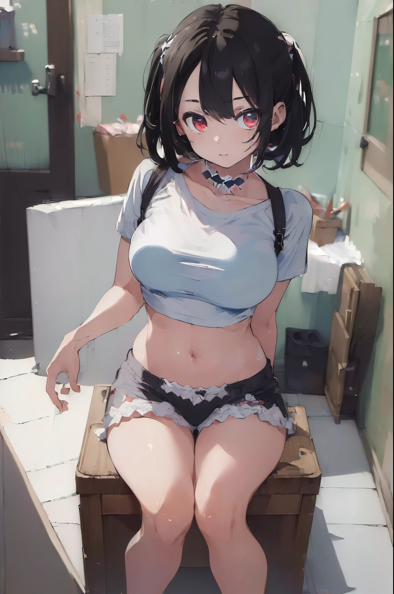 (Masterpiece, Ultra-High Res: 2.0), A Strikingly Beautiful Young Eurasian in an Adorable and Cute LoliPunk Style, Execising Nature's Call
1 Subject, Clean and Tidy, Sitting on a Toilet Seat that Appears to be made from White Marble
Artistically Positioned, Hot and Curvaceous Babe, Sparsely Clad in a Kitty Design White Cotton Panties and a Cropped T-Shirt, Showcasing Her Exaggerated Curves
Sakimichan Ero Style Artwork, Digital Painting, 2:3 Aspect Ratio