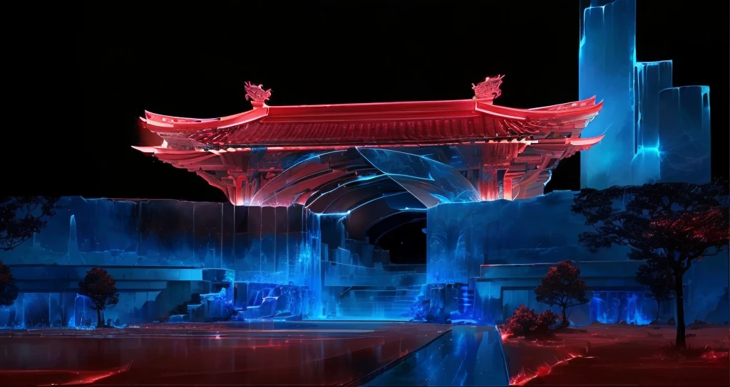 Ethereal的幻想概念艺术(masterpiece、Top quality、Best quality、Official Art)、Dry Landscape、Detailed decoration、magnificent、X-rays、transparent、Bioluminescence、White and blue and red、dark black background、White and blue and red、transparent全息,magnificent、Celestial Bodies、Ethereal、、epic、majestic、magic、Fantasy Art、Cover Art