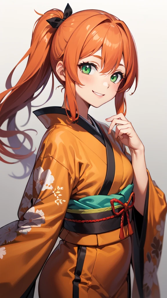 look down from above、Shrimp Monster Beautiful Girl、student clothes、japanes、Orange hair、Green eyes