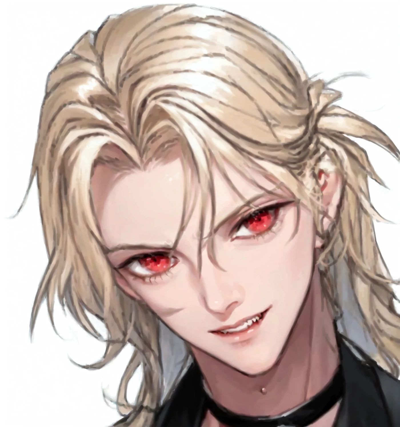 Blond man,Red Eyes,Anime character wearing a black jacket, Delicate hermaphroditic prince, handsome Male vampires, Johan Liebert mixed with Alucard, beautiful androgynous prince, Hermaphroditic vampire, The handsome guy in Demon Slayer, Male vampires, Johann Liebert mixed with Dante, Male vampires of clan banu haqim