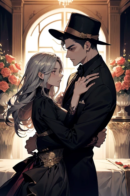 **Color Palette**: Select a color palette that exudes passion and mystery. Deep reds, blacks, and grays can symbolize both romance and the dangerous world of the mafia. Adding a hint of gold or silver can convey luxury and wealth.
**Images or Illustrations**:
   - **Couple**: Feature a couple on the cover, with the female character (Emma) and the male character (Lucas) in an embrace, or a passionate pose. Make sure their chemistry is visible, but keep it tasteful.
   - **Mafia Element**: Incorporate subtle mafia-related imagery, such as a silhouette of a man in a fedora, or a gun and roses, to hint at the danger in the story.
