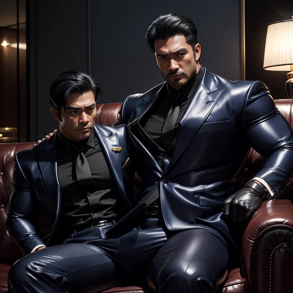 30 years old,daddy,"shiny suit ",Dad sat on sofa,k hd,in the office,"big muscle", gay ,black hair,asia face,masculine,strong man,the boss is,handsome,sex,leather gloves,lecherous dad,look straight ahead,"dad is handsome","gay dad","handsome"