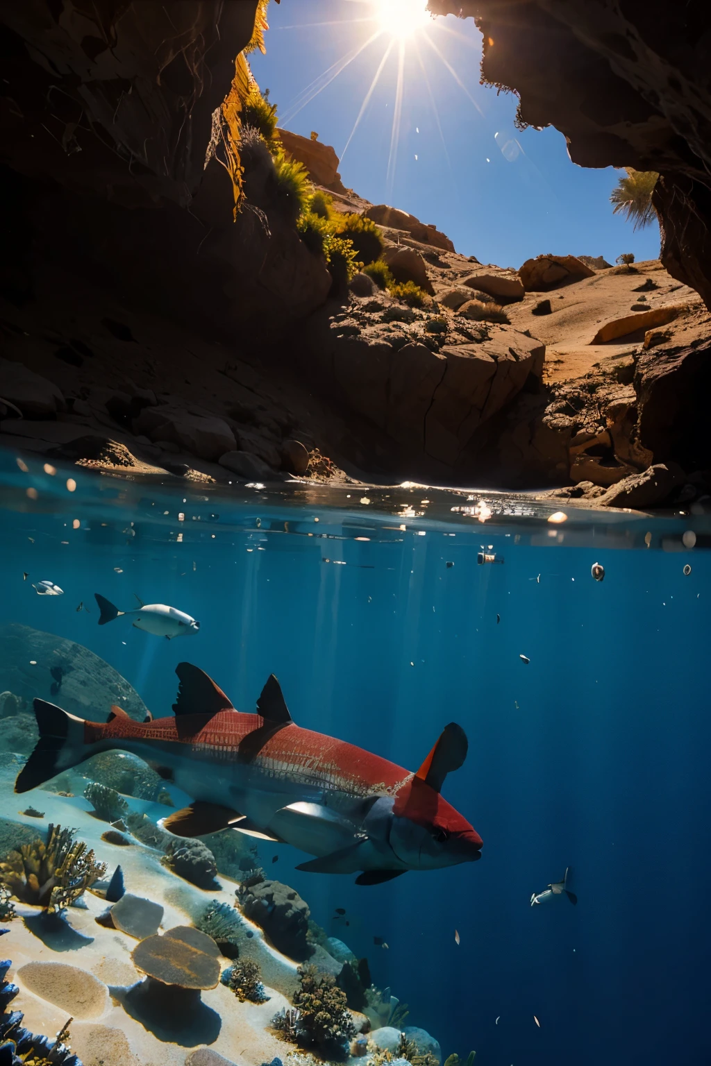 Red sea, bright sun, complete calm