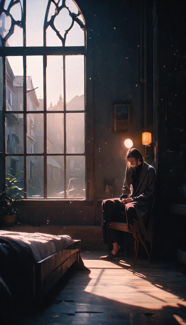 (8K, RAW photos, best quality, masterpiece: 1.4), (((Moonlight outside the window))),Ultra-high resolution, Extremely detailed, light, Light close-up, Nice light, Golden, (Detailed light, It was bright:1.2), Line Type,dark,(perfect anatomy:1.2), High-quality shadows, Natural Lighting, (White highlights:1.2), night, cloudy day, (at home:1.2), (照进at home的光线:1.2)