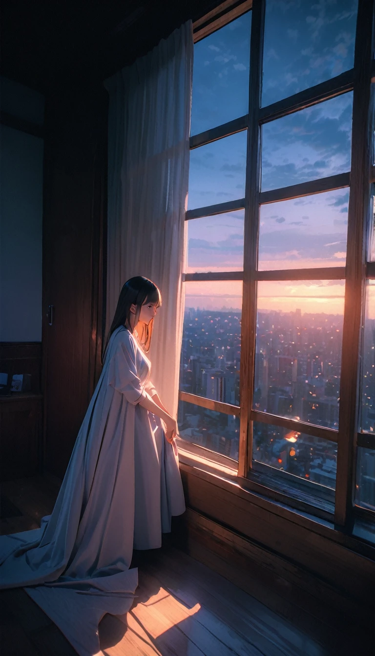 (8K, RAW photos, best quality, masterpiece: 1.4), (((Moonlight outside the window))),Ultra-high resolution, Extremely detailed, light, Light close-up, Nice light, Golden, (Detailed light, It was bright:1.2), Line Type,dark,(perfect anatomy:1.2), High-quality shadows, Natural Lighting, (White highlights:1.2), night, cloudy day, (at home:1.2), (照进at home的光线:1.2)