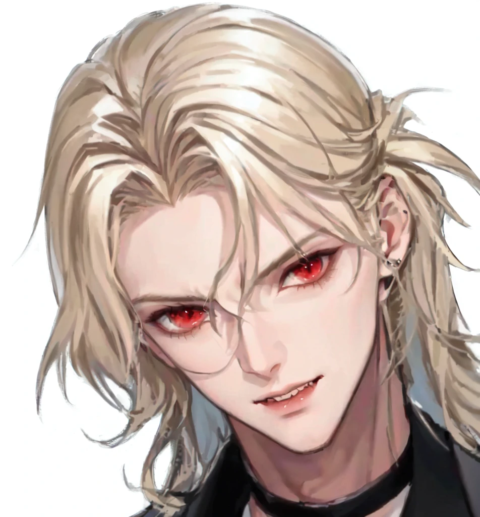 Blond man,Red Eyes,Anime character wearing a black jacket, Delicate hermaphroditic prince, handsome Male vampires, Johan Liebert mixed with Alucard, beautiful androgynous prince, Hermaphroditic vampire, The handsome guy in Demon Slayer, Male vampires, Johann Liebert mixed with Dante, Male vampires of clan banu haqim
