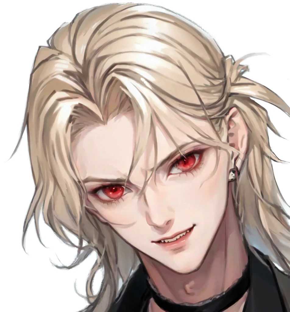 Blond man,Red Eyes,Anime character wearing a black jacket, Delicate hermaphroditic prince, handsome Male vampires, Johan Liebert mixed with Alucard, beautiful androgynous prince, Hermaphroditic vampire, The handsome guy in Demon Slayer, Male vampires, Johann Liebert mixed with Dante, Male vampires of clan banu haqim