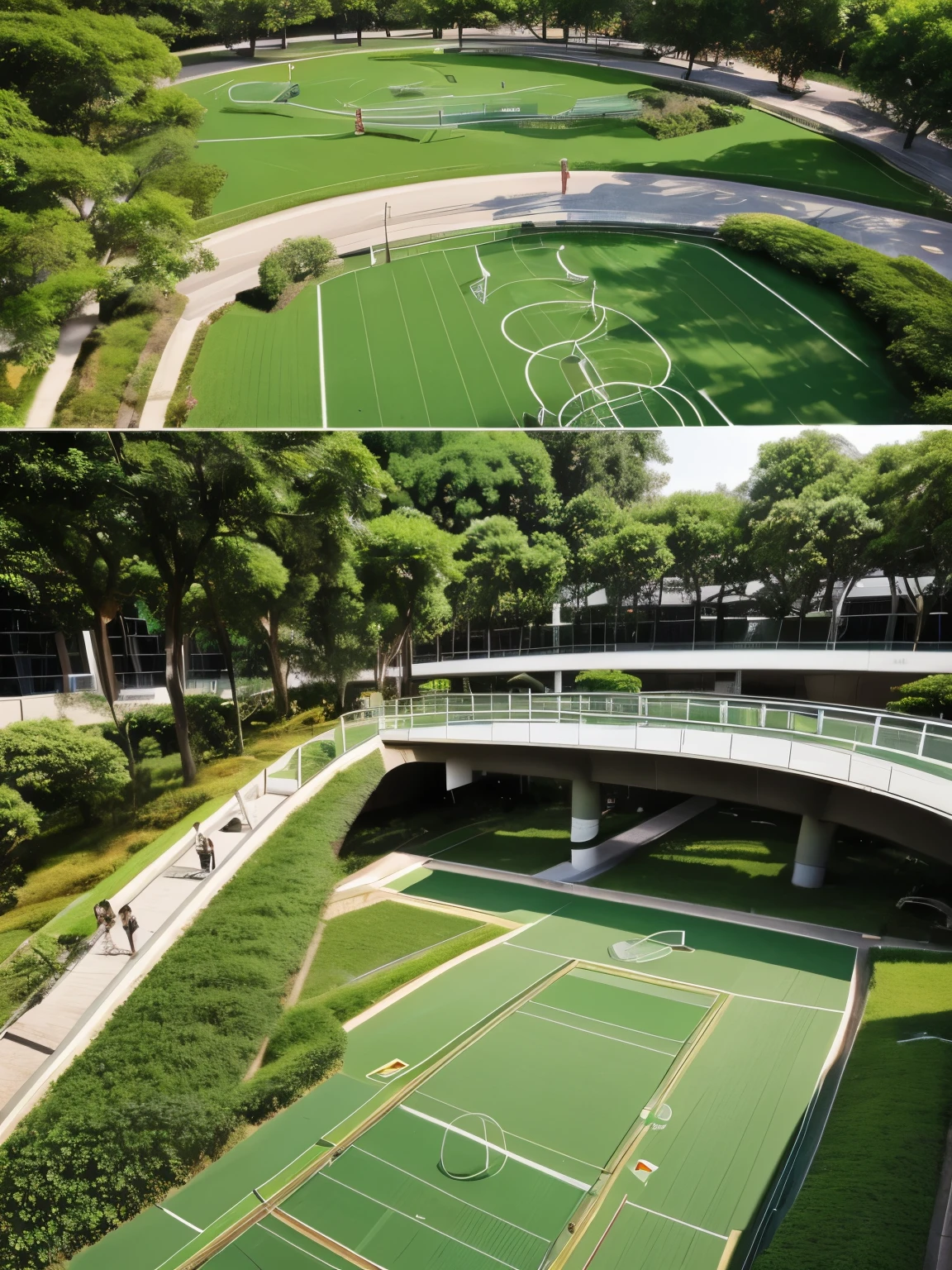 3.1. Public green space design The design of public green space should fully consider the combination of ecology and functionality.，Creating green spaces that are both beautiful and functional。Green space design should include the following elements：

Multi-layered vegetation：Use native plants and resilient trees，Forming a rich vegetation layer，Improve biodiversity，At the same time, enhance the ecological function of green space。
Leisure facilities：Set up the seat、Trails、观景台等Leisure facilities，Encouraging residents to get close to nature，Enjoy the Outdoors。
Children's play area：在绿地中规划Children's play area，Equipment、fun rides，Meeting the needs of parent-child activities。
Sports Facilities：According to the size of green space，Sports grounds，Like a basketball court、Badminton courts, etc.，Promoting physical activity among residents。
Stormwater Management：Permeable paving、Rain gardens and other measures，Realize natural infiltration and purification of rainwater，Reducing urban flooding risks。

