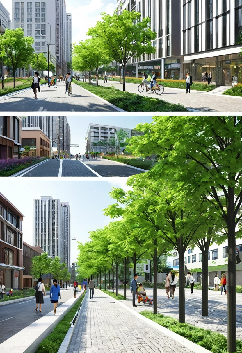 Environmental Facility Design Guidelines 4.1. Paving road design should take into account the comfort of pedestrians and the continuity of the riverside greenway.。Use permeable materials，Ensure natural infiltration of rainwater，At the same time, choose wear-resistant、Anti-slip material，Ensuring pedestrian safety。The riverside greenway should be seamlessly connected with the urban trail system，Forming a continuous slow-moving network，Encourage walking and cycling。 4.2. Lighting The lighting system of the city should be based on energy saving and environmental protection.，Use high-efficiency energy-saving lamps such as LED，Reasonable layout of lighting facilities，Ensure uniformity and safety of nighttime lighting。Public spaces and main roads should be adequately lit，At the same time, set up artistic lighting where needed，Increase the beauty of the city night scene。 4.3. Logo system The logo system design should be clear、Easy to identify，Use a unified design style and color，In harmony with the city。Signs should include directional instructions、Information tips and warnings, etc.，Ensure residents and visitors have quick access to the information they need。 4.4. Urban greening Urban greening should follow the principle of ecological diversity，Choosing the right plant species，Form multiple levels、Multi-season green landscape。Green belts should be organically integrated with urban space，Provide shade、Function of purifying air and beautifying environment。 4.5. Street space design Street space design should focus on pedestrian priority，Pedestrian and bicycle paths，Guaranteed access。Street furniture such as chairs、Trash cans etc. should be consistent with the street style，Consider barrier-free design，Meeting the needs of different groups of people 4.6. Line-fitting rate Line-fitting rate control should be adjusted according to the width and function of the street，To maintain the coordination and continuity of buildings on both sides of the street。The line-keeping rate should be different in commercial and residential areas，The commercial area can be appropriately improved，To create a lively street atmosphere；Residential areas should be appropriately reduced，Ensure quiet and comfortable living。