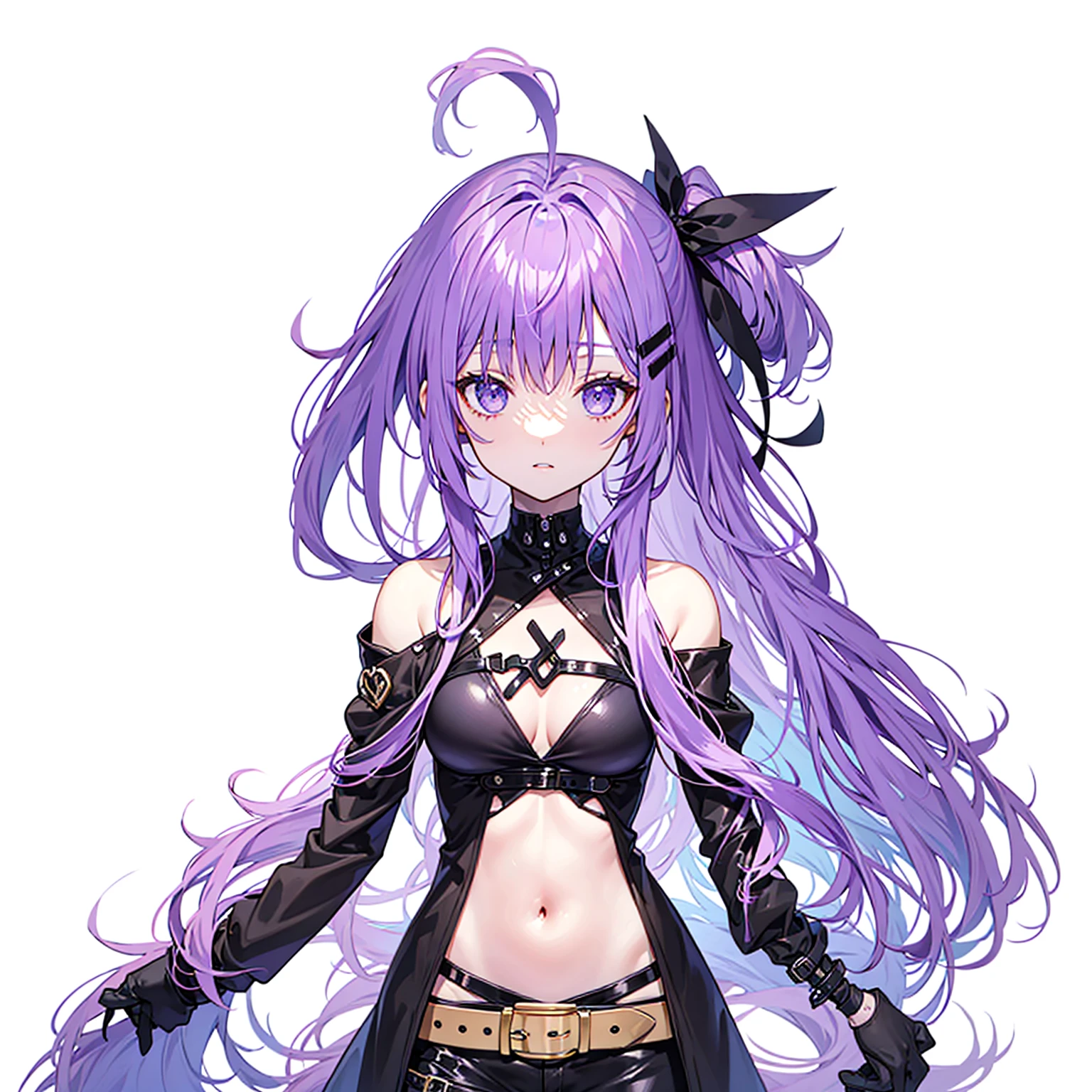 Purple Hair Black Costume Belt on torso
