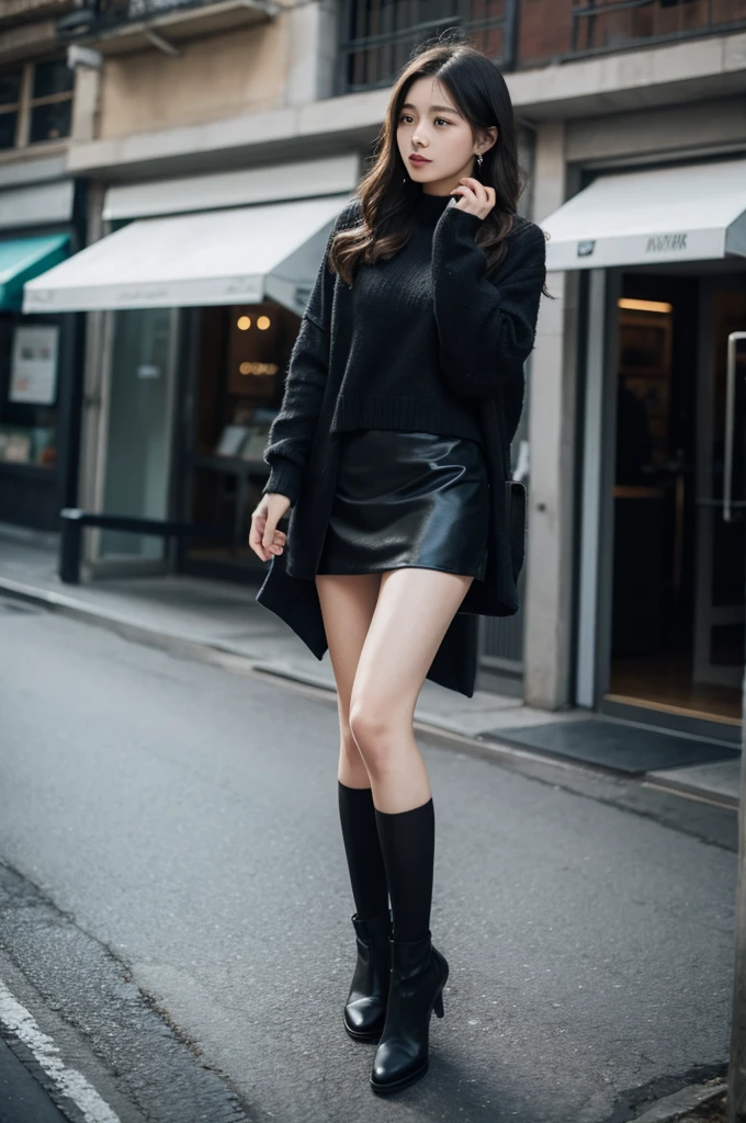 black, Short skirt
