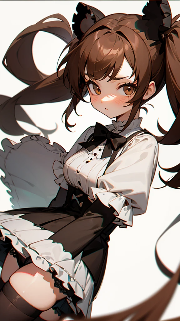 Twin tails　Brown Hair　Lolita Face　Black Knee High　Panty shot