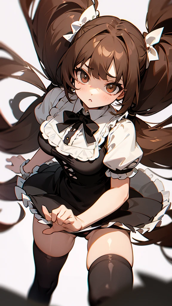 Twin tails　Brown Hair　****ta Face　Black Knee High　Panty shot