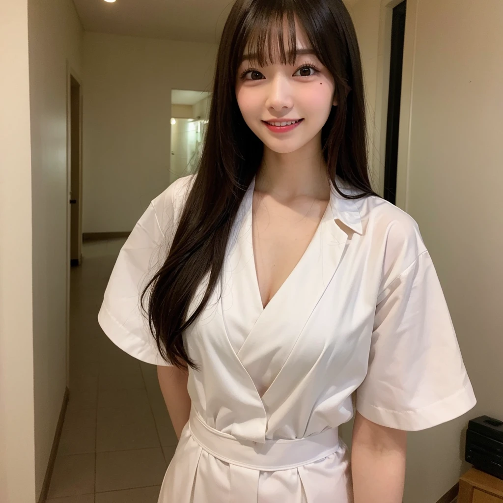finely, High resolution, high quality、完璧なダイナミックな構shape, finelyて美しい目, Natural Makeup, Shibuya Ward、20-year-old girl、1 person、Clear Skin、Shiny Hair、、Tabletop, 最high quality, shape, Very detailed, finely, High resolution, 8K、Black Hair,, Blunt bangs, Side bangs ,Tentacles, Vine,, {Thin eyebrows:1.2}, blush,(Grin,Open your mouth),nurse, White Cosplay, nurse cosplay, nurse outfit, Are standing, hospital, Red Cross, (8K, RAW Photos, 最high quality, masterpiece:1.2), (Very detailed 8K 壁紙), 1 Girl, (alone:1.2),Photo of a Japan actress at the age of 20,mask,Seductive pose、Short Hair、