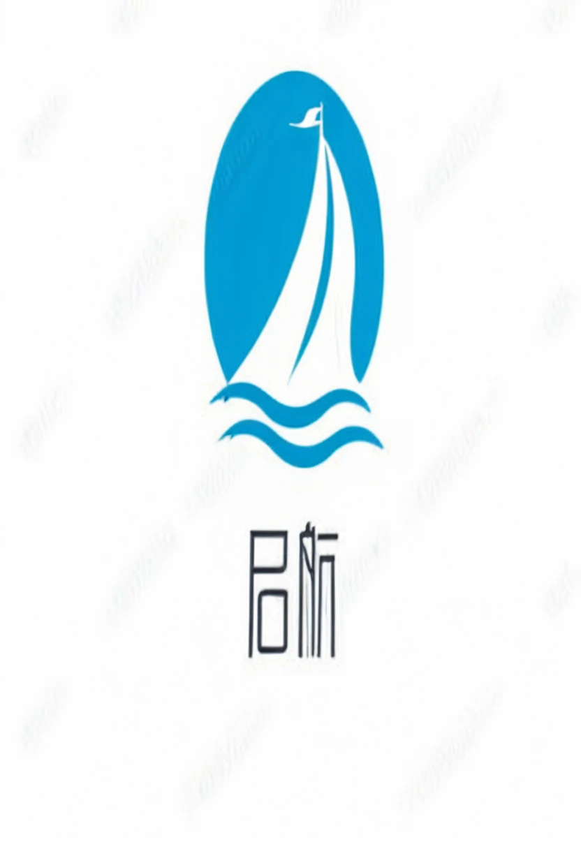 Best quality,Clear lines,Ultra-fine drawing,Simple background,logo,A sailing boat,Driving on the waves