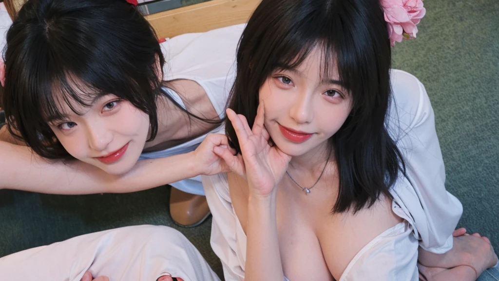 best qualtiy， Ultra-high resolution， （realisticlying：1.4），cute hairpin，Baoyu Girl，Wearing a white bandeau wedding dress，（big chest：1.4） ，A pair of clear and moving peach blossom eyes,Royal Sister，sunshine on face，Big wavy hairstyle，（choker necklace：1.2），（Fair skin：1.4），a sense of atmosphere，a beauty girl， Charming smile，head straight-looking at viewer， closeup cleavage ，(Photorealistic:1.4),1girll,sexly,(Upper body:1.4),(Wet body),(:1.2), curly hair, (facing the front:1.2),long hair、(Close your eyes and ask for a kiss:1.3),From above, ((one length haircut)),, exposed cleavage, look up, raise your chin, open your mouth slightly, waiting for kiss, stick out your tongue slightly, turn your face up, look up the sky, sitting on bed, big  , exposed chest, blowjob, exposed, sitting on my lap, open chest, kissing