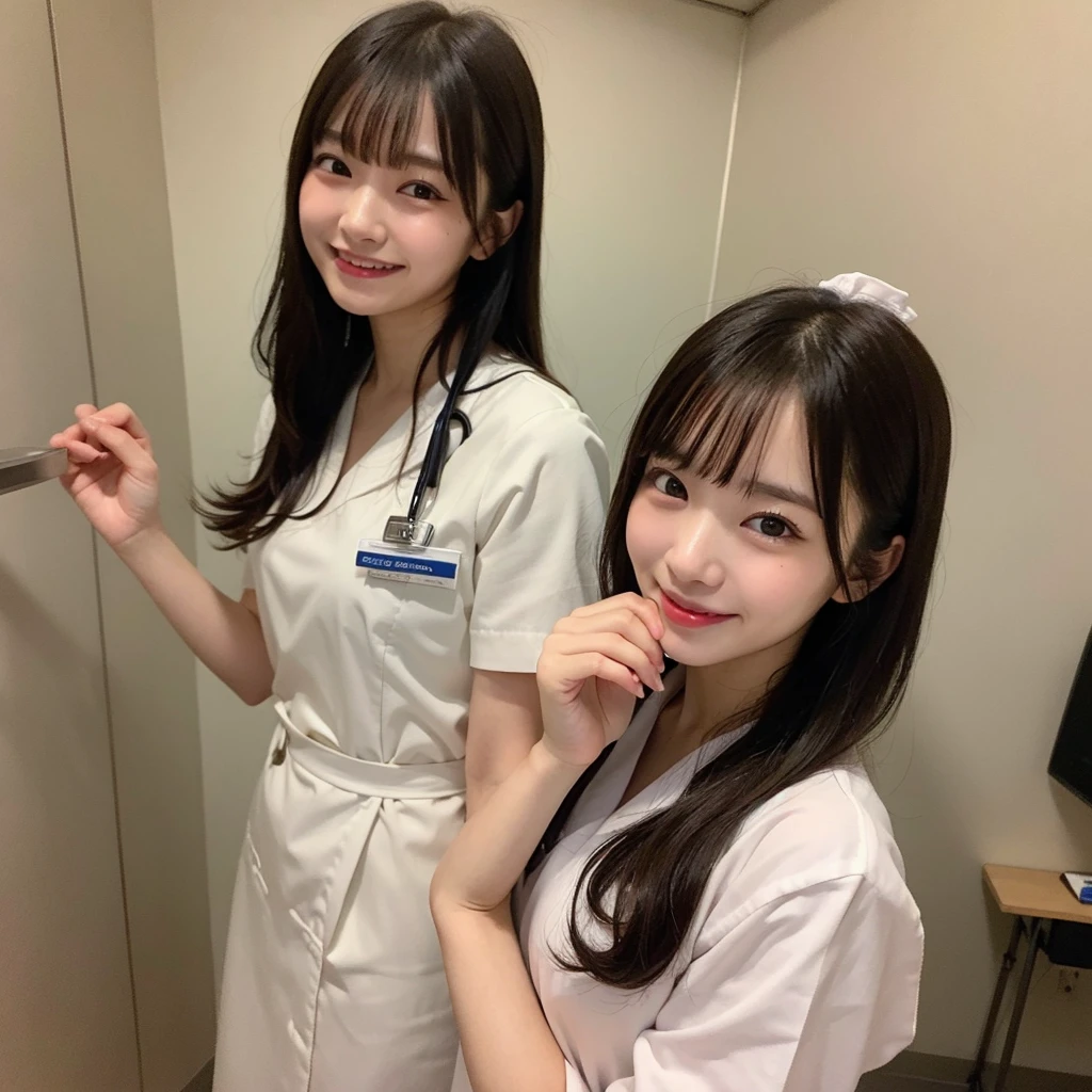 finely, High resolution, high quality、完璧なダイナミックな構shape, finelyて美しい目, Natural Makeup, Shibuya Ward、20-year-old girl、1 person、Clear Skin、Shiny Hair、、Tabletop, 最high quality, shape, Very detailed, finely, High resolution, 8K、Black Hair,, Blunt bangs, Side bangs ,Tentacles, Vine,, {Thin eyebrows:1.2}, blush,(Grin,Open your mouth),nurse, White Cosplay, nurse cosplay, nurse outfit, Are standing, hospital, Red Cross, (8K, RAW Photos, 最high quality, masterpiece:1.2), (Very detailed 8K 壁紙), 1 Girl, (alone:1.2),Photo of a Japan actress at the age of 20,mask,Seductive pose