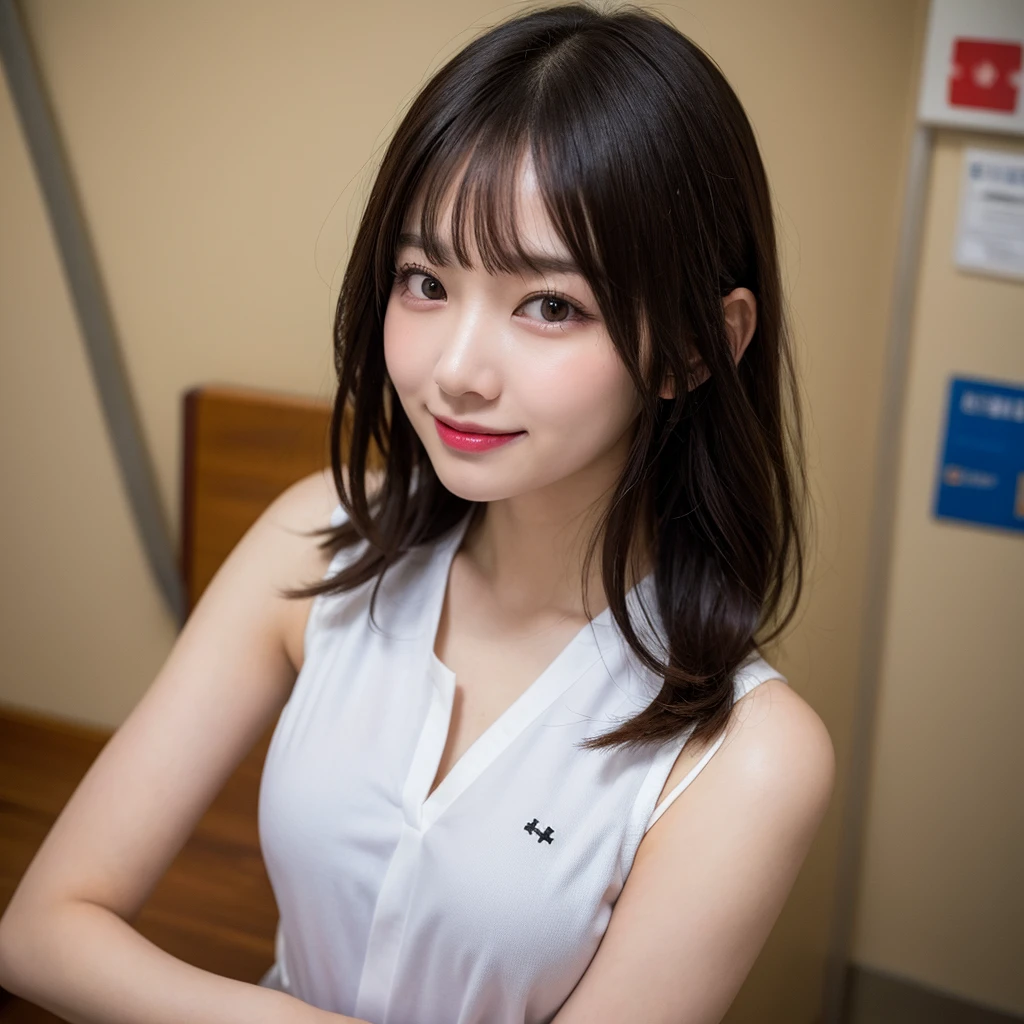 finely, High resolution, high quality、完璧なダイナミックな構shape, finelyて美しい目, Natural Makeup, Shibuya Ward、20-year-old girl、1 person、Clear Skin、Shiny Hair、、Tabletop, 最high quality, shape, Very detailed, finely, High resolution, 8K、Black Hair,, Blunt bangs, Side bangs ,Tentacles, Vine,, {Thin eyebrows:1.2}, blush,(Grin,Open your mouth),nurse, White Cosplay, nurse cosplay, nurse outfit, Are standing, hospital, Red Cross, (8K, RAW Photos, 最high quality, masterpiece:1.2), (Very detailed 8K 壁紙), 1 Girl, (alone:1.2),Photo of a Japan actress at the age of 20,mask,Seductive pose、Short Bob Hair、