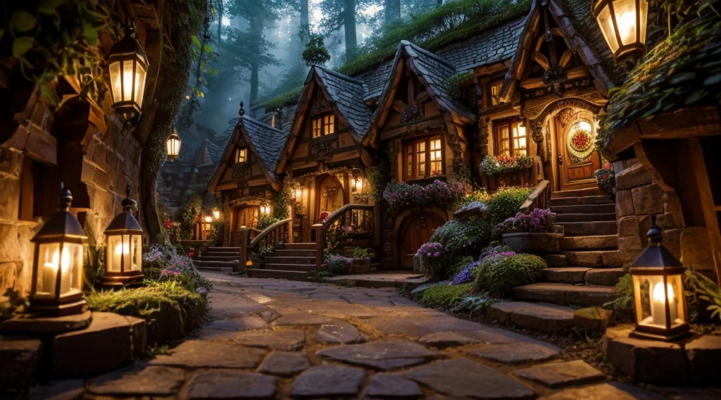 (Highest quality, 4K, 8K, High resolution, masterpiece:1.2), Super detailed, Realistic:1.37, The hidden city of gnomes, underground environment, Mysterious atmosphere, ancient architecture, Vibrant colors, Magical lighting, Intricate details, Whimsical atmosphere, A vibrant gnome community, Cobblestone Street, Ornate doors and windows, Fascinating flora and fauna, Winding tunnel, Secret Passage, Cozy Gnome House, Exquisite carving, Sparkling Gems and Crystals, Sparkling Waterfall, Mysterious Shadow, Hidden Treasure, Flickering lanterns, Mischievous gnomes in action, A sense of wonder and adventure, Immersive Exploration, Rich history and folklore