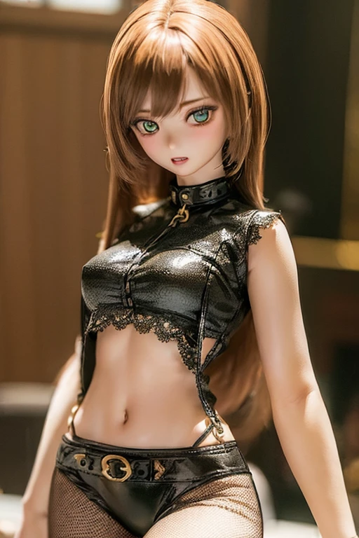 (SFW:2), photorealistic, realistic photo, ((highest quality)), ((masterpiece)), (extremely detailed), kukolnydom, doll, (mature woman, 22yo, 22 years old:1.6), solo, ((cowboy shot, dynamic pose)), (skinny, slender, slim, parted lips), green eyes, brown hair, (gradient eyes, shining eyes, detailed eyes, detailed face:1.3), tank top, hot pants, room, 8k