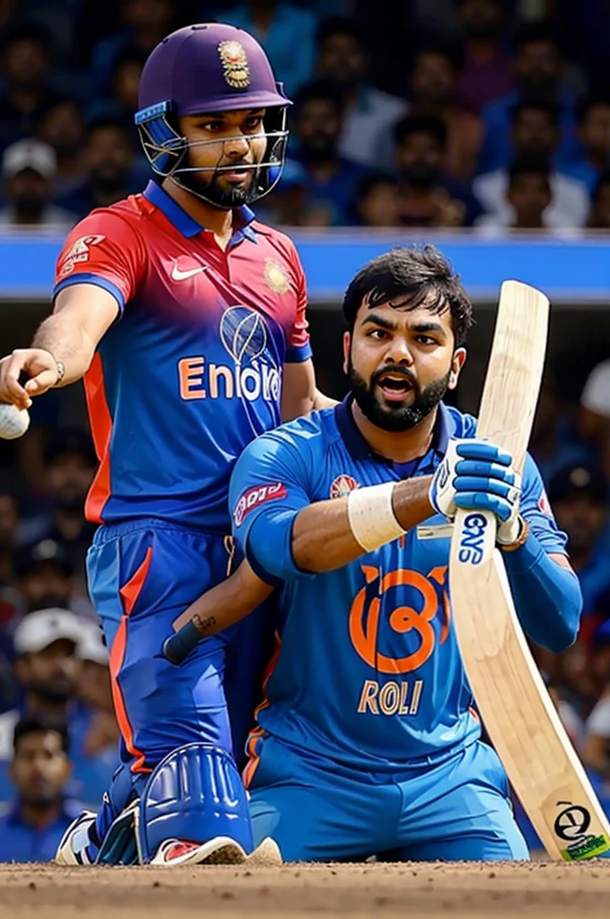 Viral Kohli spanking rohit sharma with bat