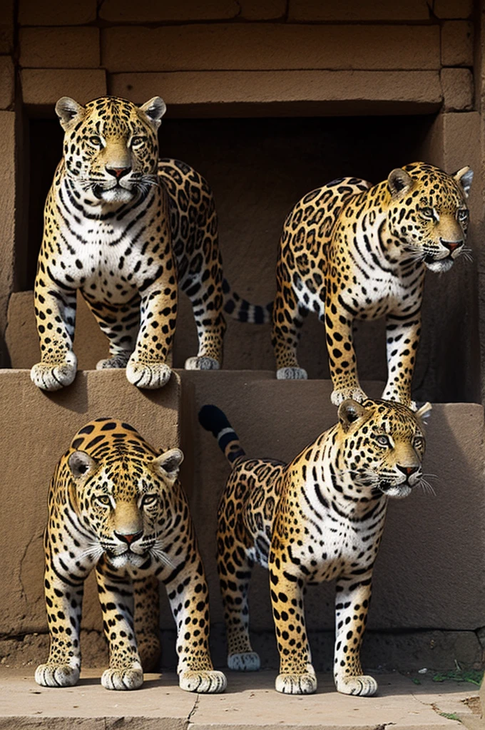 Male jaguar and female jaguar in the shape of jing and jang