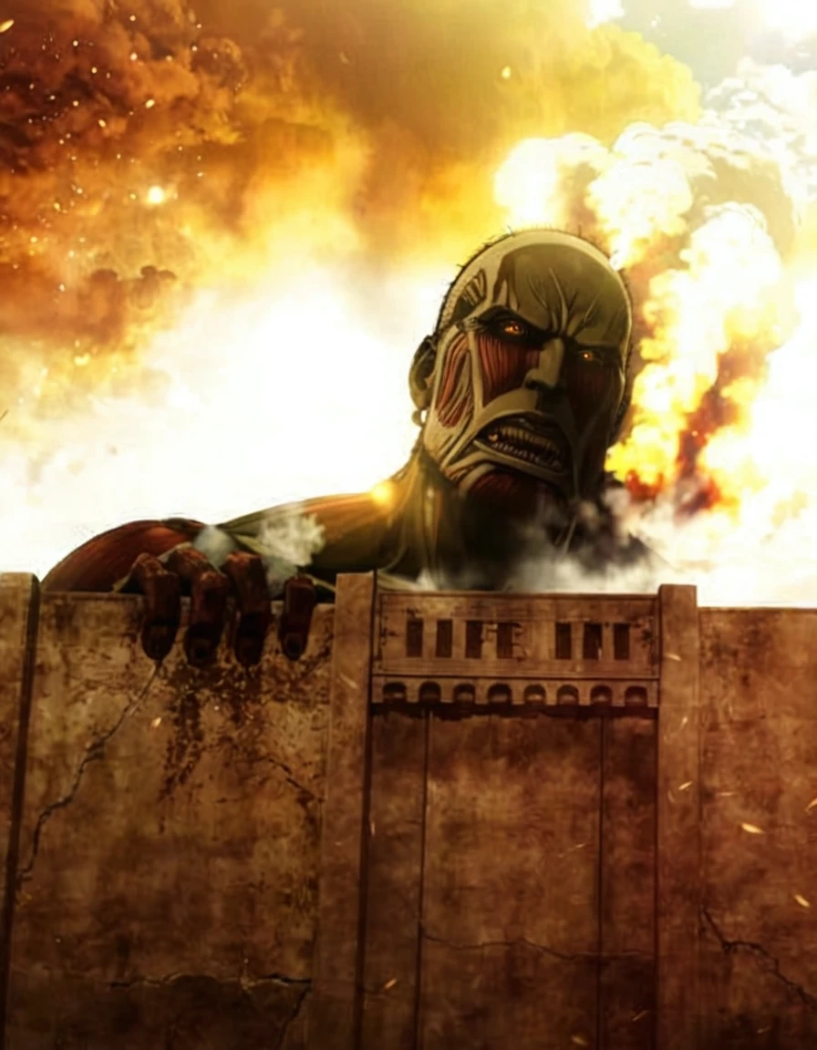 Close up to titan, Giant giant, from Attack on Titan, Attack on Titan, Attack on Titans, Attack on Titan covert art, shingeki no kyojin, in Attack on Titan, as the Giant giant, Attack on Titan scenery,Photorealistic (Photorealistic) Lifelike (Vibrant) Realistic (Realistic) True to Life (True to life) vivid (Brilliant) Picture-Perfect (Perfect Image) Naturalistic (Naturalistic) Convincing (Persuasive) Authentic (genuine) High Fidelity (High fidelity) Believable (Believable) True-to-life Details (true to lifeDetails) Tangible (Hands-on) Detailed (Detailed) Resonating (Echoes) precise (precise) Exact (Accurate) Hyperrealistic (Ultra-realistic) In-the-Moment (At that time) Verisimilar (Getting closer to the truth) Mirror-like (Mirror-like) Close-to-reality (Close to reality)