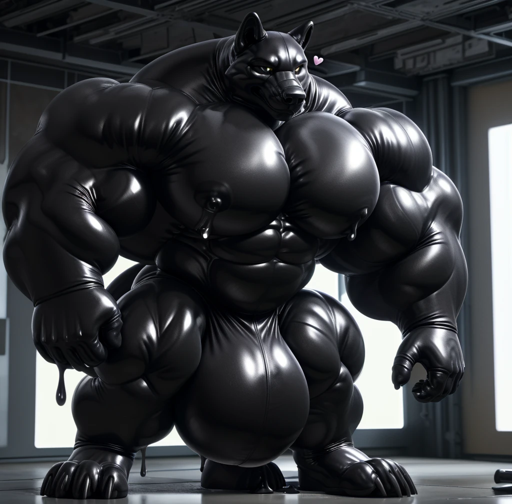 solo, male, , , , (hyper pecs:1.2), (long thick thighs:1.5), standing, indoor,,(,,(,solo,very hyper muscles:1.3)((, Huge bulge:1.3)))(corruption)), black glowing liquid,(((liquid_latex, , rubber:1.2),,black latex,goo transformation,(gooey)()(l),unreal engine,perfect light,detailed, photorealistic, 4k, hd, , , , good anatomy, , (), ,, high quality, best quality, concept art, photorealistic, wolf,(<3)
