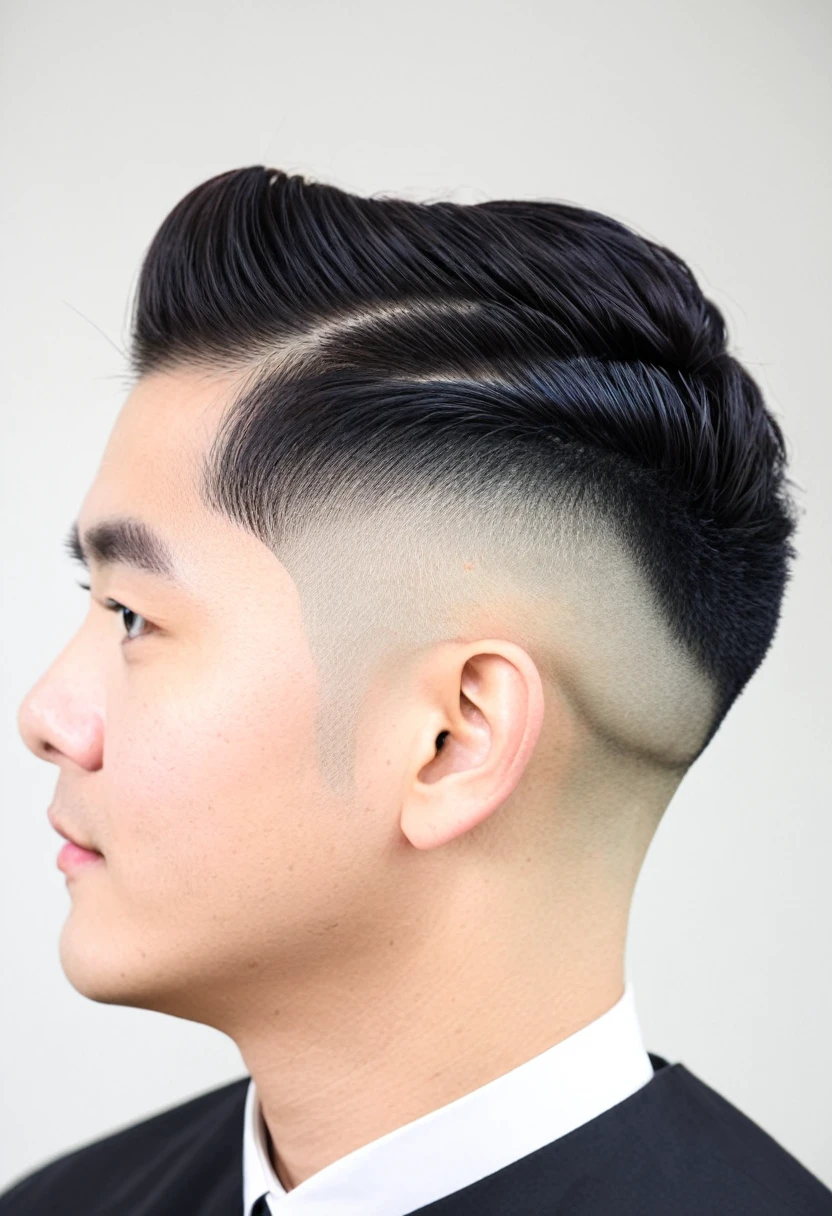 Korean man, regent, Ivy League Cut, Bun hair, fade cut, Diagonal view