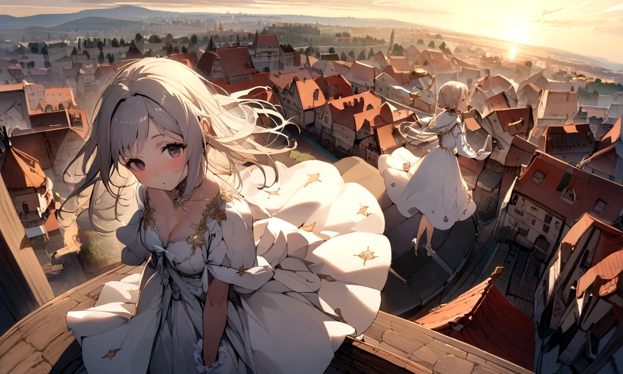 Len,Beautiful poop,With a girl,Expansiveness,town,viola,Aerial view,Floating Girl,Angelic,shine,morning,