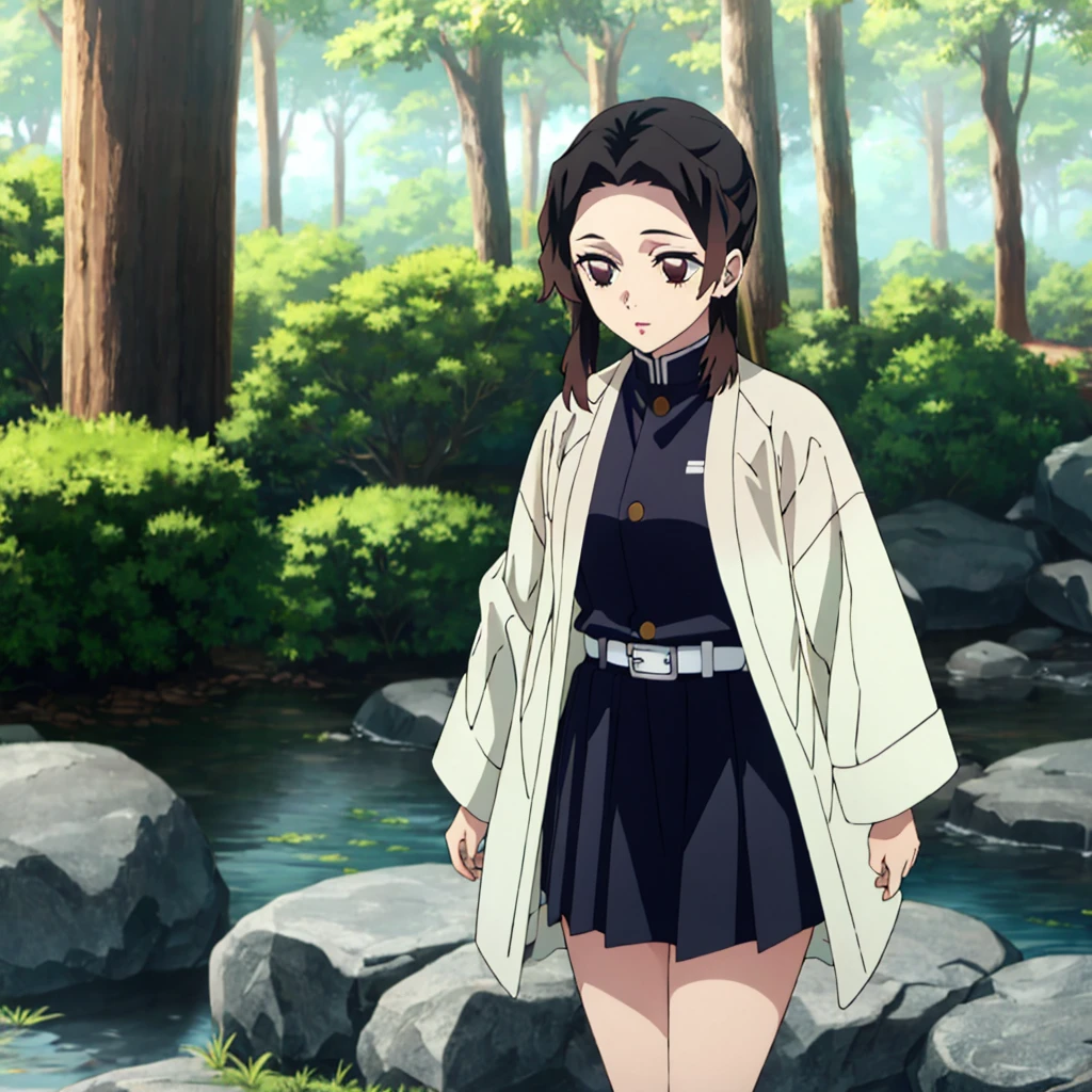 ((masterpiece, best quality, highres)), depth of field, BREAK, 1girl, standing, cowboy shot, holding sword,
BREAK, (outdoor, forest),
BREAK, brown eyes, white pupils, long hair, hair down, brown hair, red fade, BREAK, butterfly haori, black jacket, long sleeves, belt, pleated skirt, black skirt,