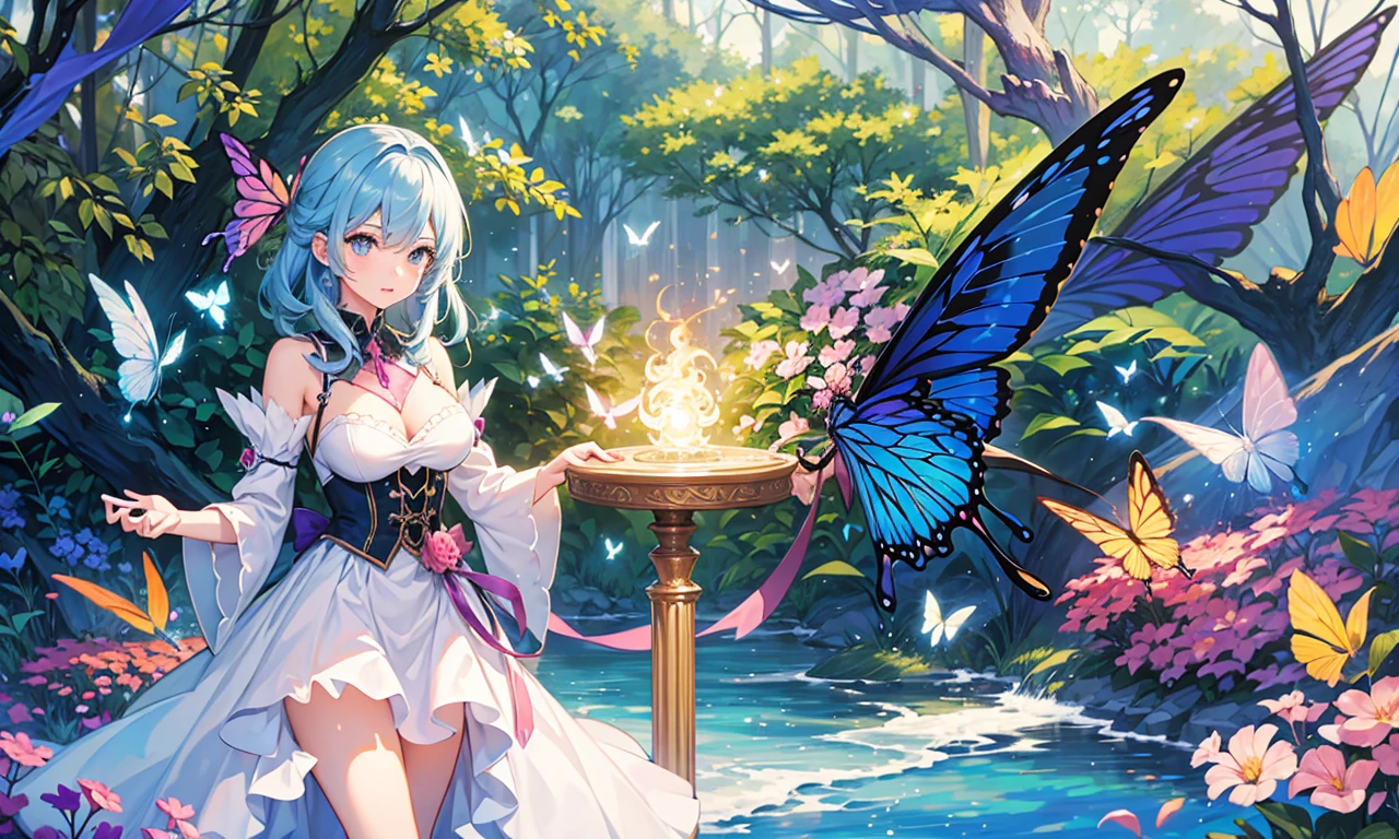 Girl uses magic to summon a huge butterfly