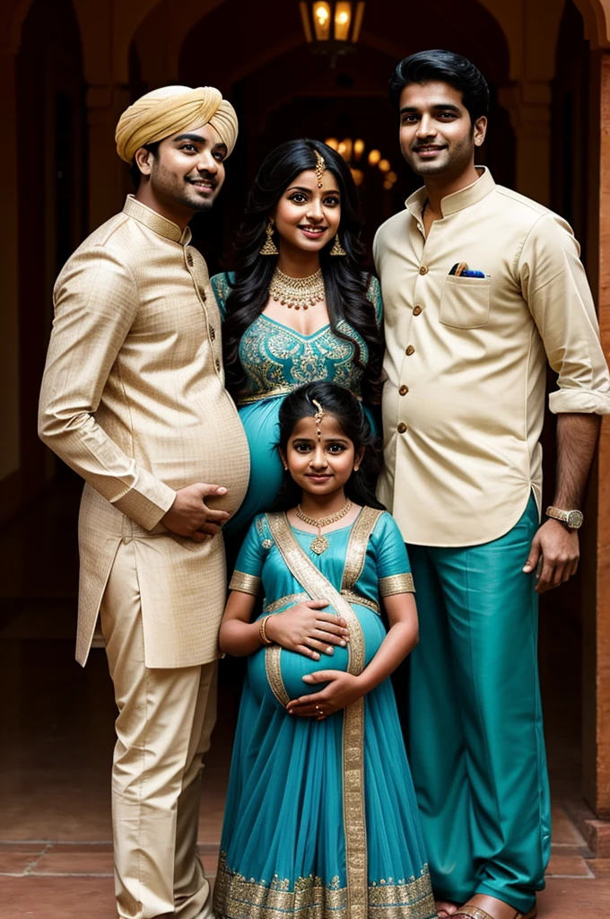Young and beautiful Indian couple pregnant with husband Disney style