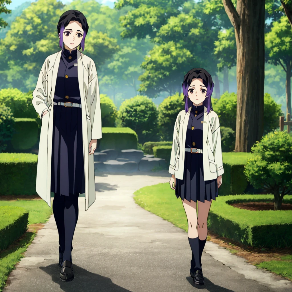 ((masterpiece, best quality, highres)), depth of field, BREAK, 1girl, standing, cowboy shot, holding sword,
BREAK, (outdoor, forest),
BREAK, brown eyes, white pupils, long hair, hair down, lavender hair, mint fade, BREAK, butterfly haori, black jacket, long sleeves, belt, pleated skirt, black skirt,