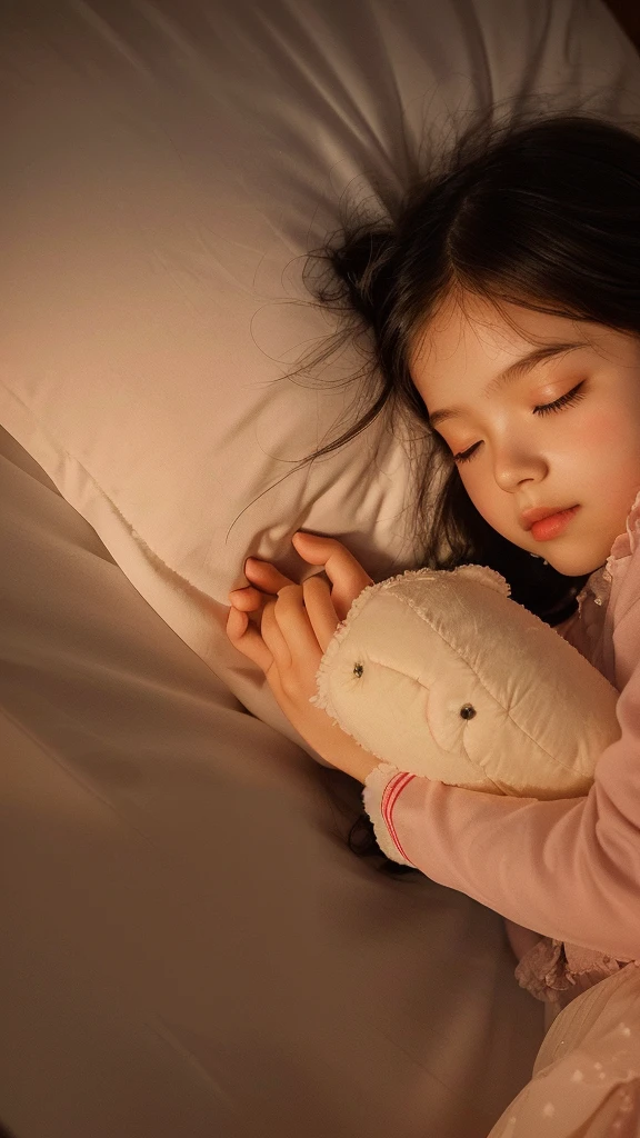 A *************** is sleeping，Soft warm light,, Photos taken with Nikon D750, Photos taken with Nikon D750, Plush Toy Photography, Beautiful soft light