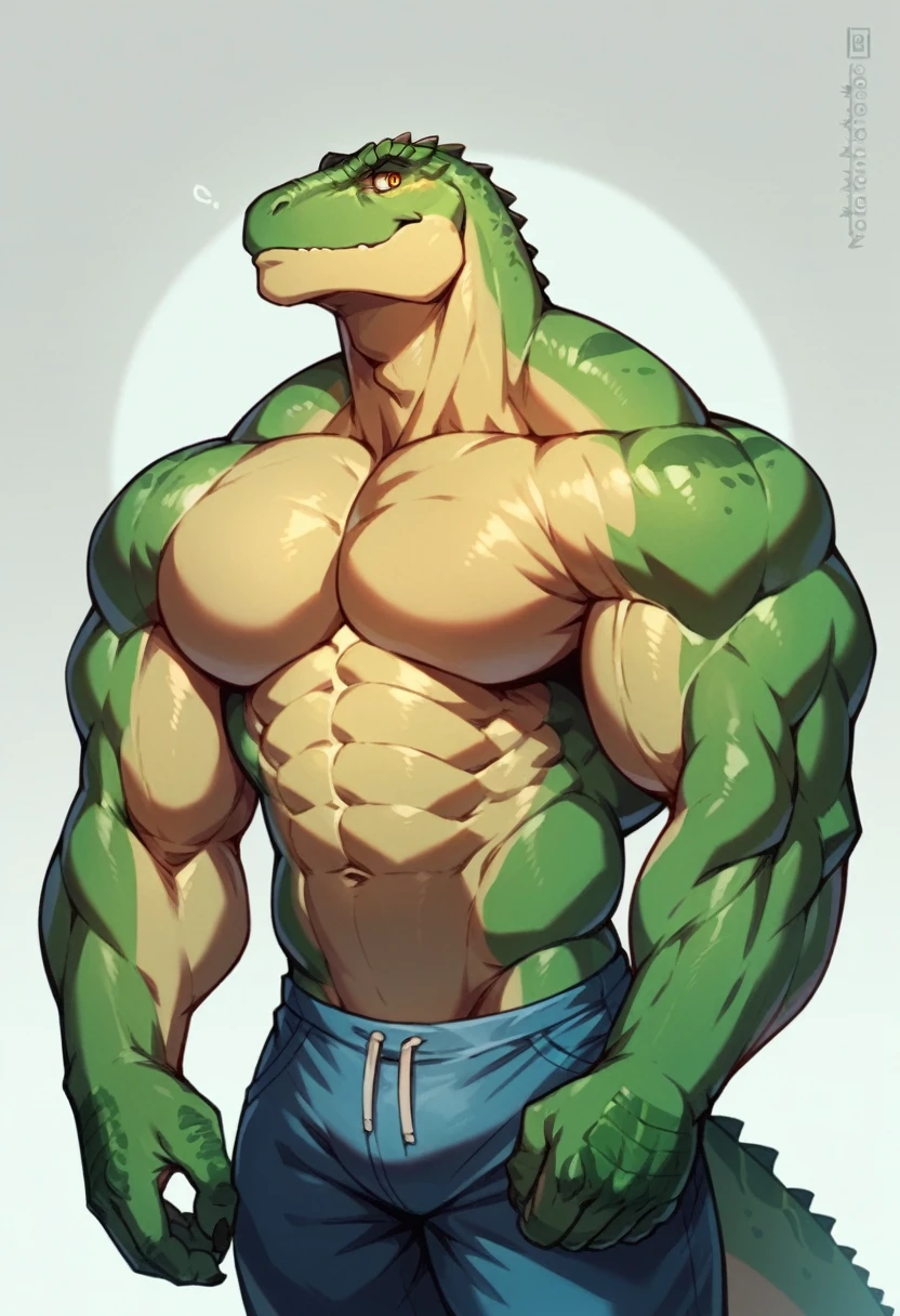 Dinosaur,Stergetz,Green Skin,scales,male,muscular,Huge muscles,Chest muscles,Abdominal muscles,nostril,muscular,huge Chest muscles,Growing muscles,hyper Growing muscles,Scaly,peak