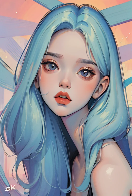 (Best quality,4K,8K,high resolution,masterpiece:1.2),Extremely detailed,Anime portrait,retro doodle,Long hair,skirt,comic line art,Low saturation,Pastel,Retro Style,Stylized Lighting