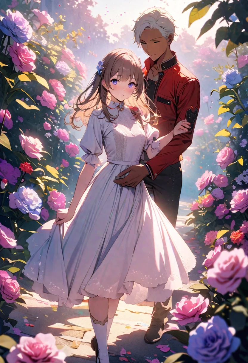 masterpiece, Highest quality, Illustration of the novel, High resolution, 18+ Adult content, Sensual, Intimate, Emotional, Passionate, romantic, sweet, Adorable, Innocent, Pure, charmな, charmな, charm, mysterious, charmな, charmな, Immersive, charmな, dream-like, Surreal, Imaginative, Whimsical, Artistic, Avant-garde, timeless, elegant, Sophisticated, chic, Sophisticated, Personality, original, charmなA photorealistic image of a young archer girl with a gentle smile, holding a bow and arrow. She is standing in a field of blooming flowers, with soft lighting and a calm atmosphere. High resolution, ultra-detailed, 8K, best quality.((Archer:1.3))