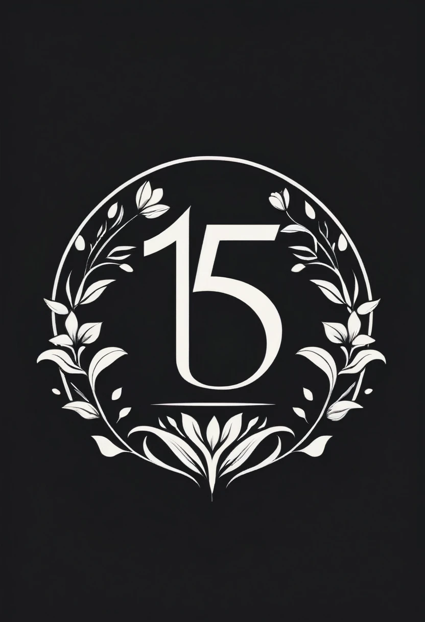 thai modern minimal logo style ,Design the number 15 to be beautiful and stable ,vector art , seeds , b&w color