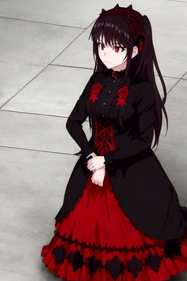 there is a woman in a red and black dress posing for a picture, anime girl cosplay, anime cosplay, rin tohsaka, cosplay, cosplay photo, cosplayer, gothic maiden anime girl, 1 7 - year - old anime goth girl, anime girl in real life, professional cosplay, by Jin Homura, ornate cosplay, red and black costume!!!