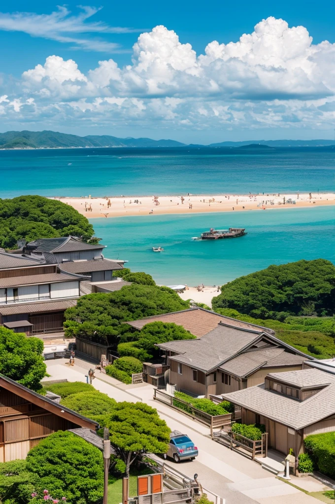 Summer, clouds, spectacular view, sandy beach, beautiful, daytime, nostalgic, Japan, fantastic, nostalgic, summer warmth