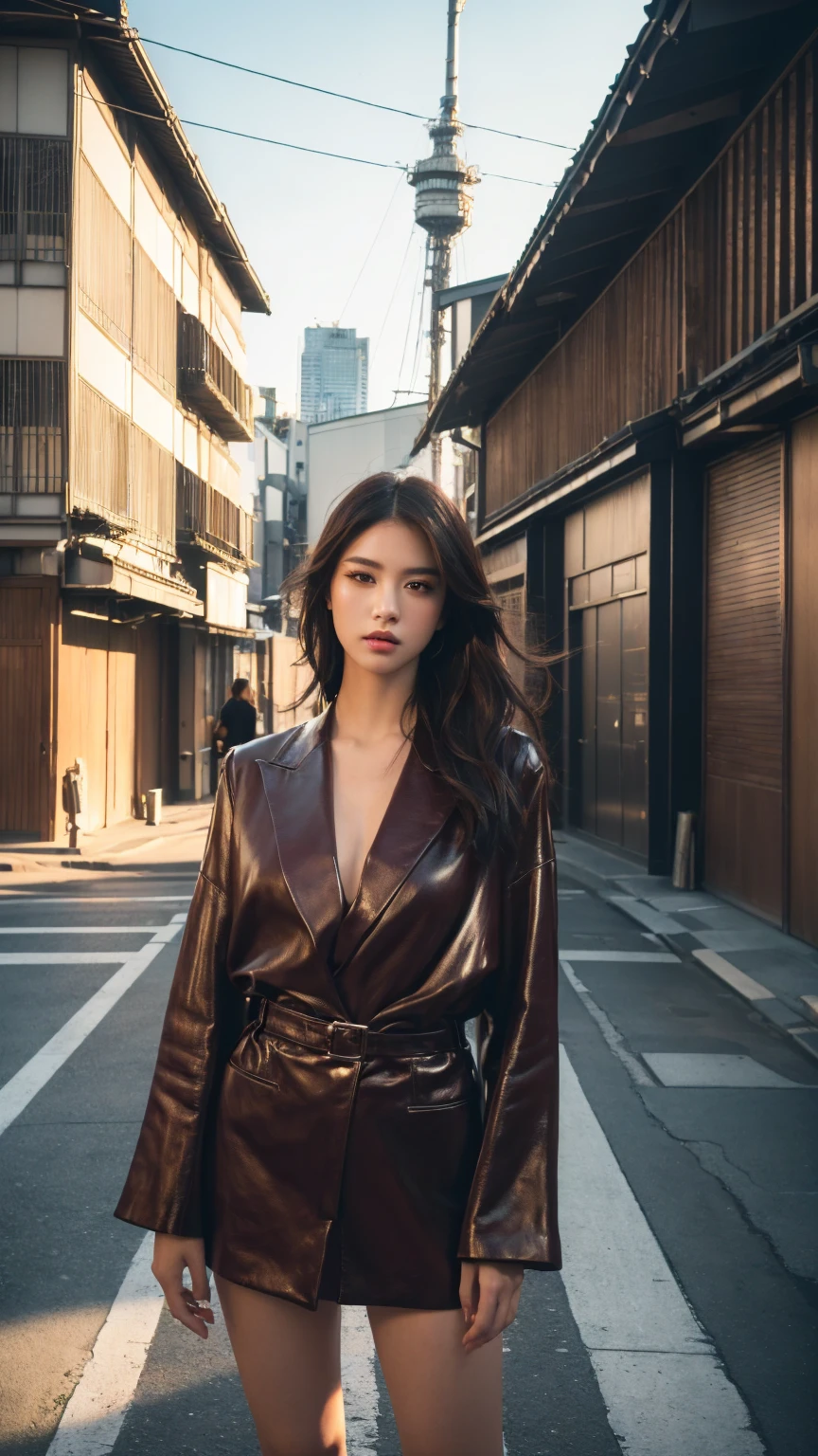 Tokyo、Street、Fashion Snap、real、snapshot、Stylish、Fashion Model、Mode Fashion、In front of the building wall、(best quality,4K,8K,highres,masterpiece:1.2),ultra-detailed,(realistic,photorealistic,photo-realistic:1.37),HDR,studio lighting,sharp focus,