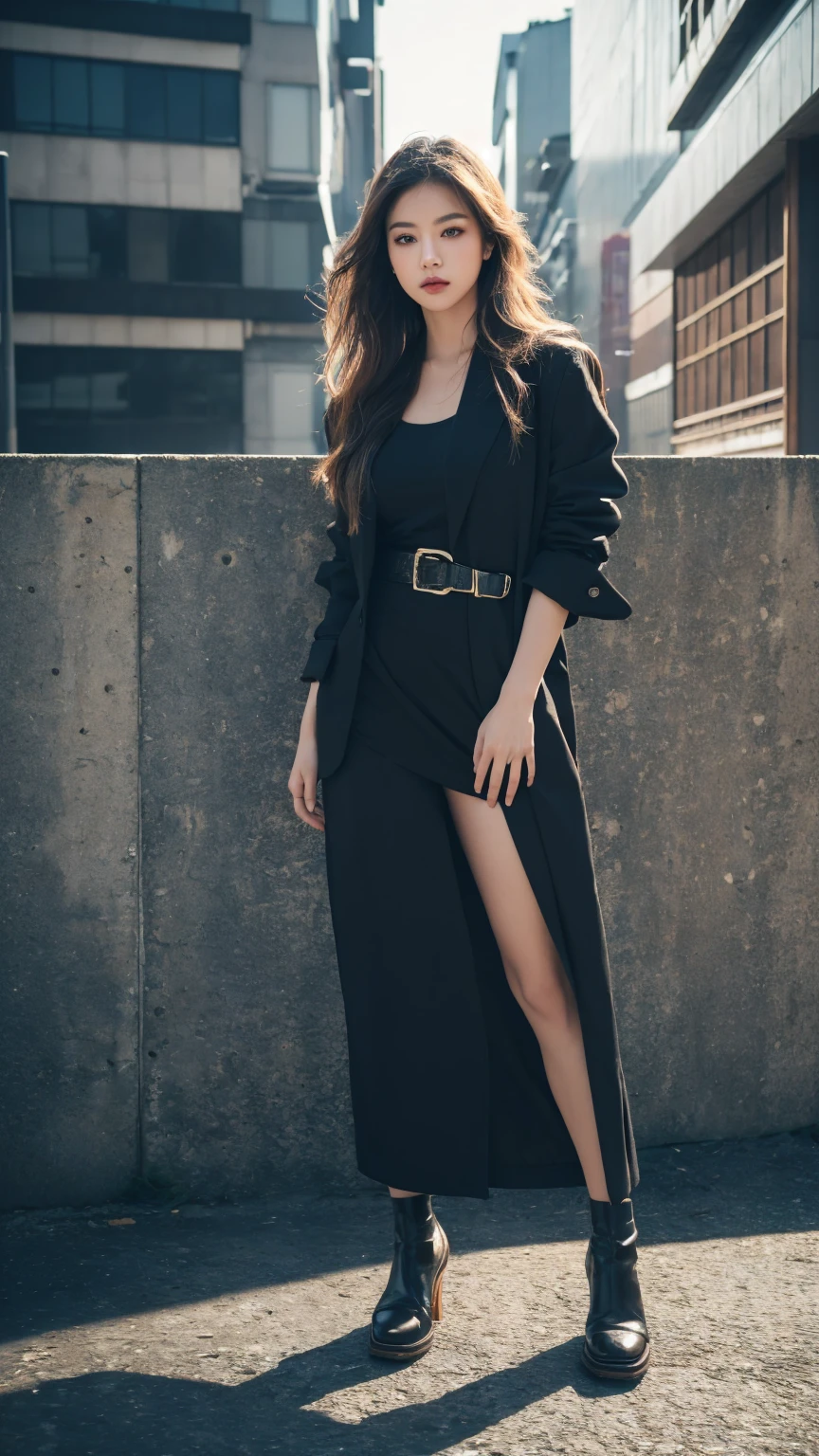 Tokyo、Street、Fashion Snap、real、snapshot、Stylish、Fashion Model、Mode Fashion、In front of the building wall、(best quality,4K,8K,highres,masterpiece:1.2),ultra-detailed,(realistic,photorealistic,photo-realistic:1.37),HDR,studio lighting,sharp focus,
