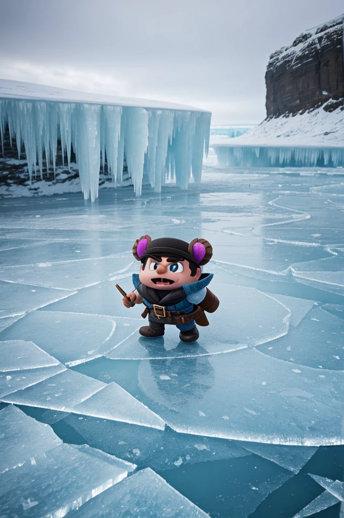 Edgar from brawl stars in an ice landscape