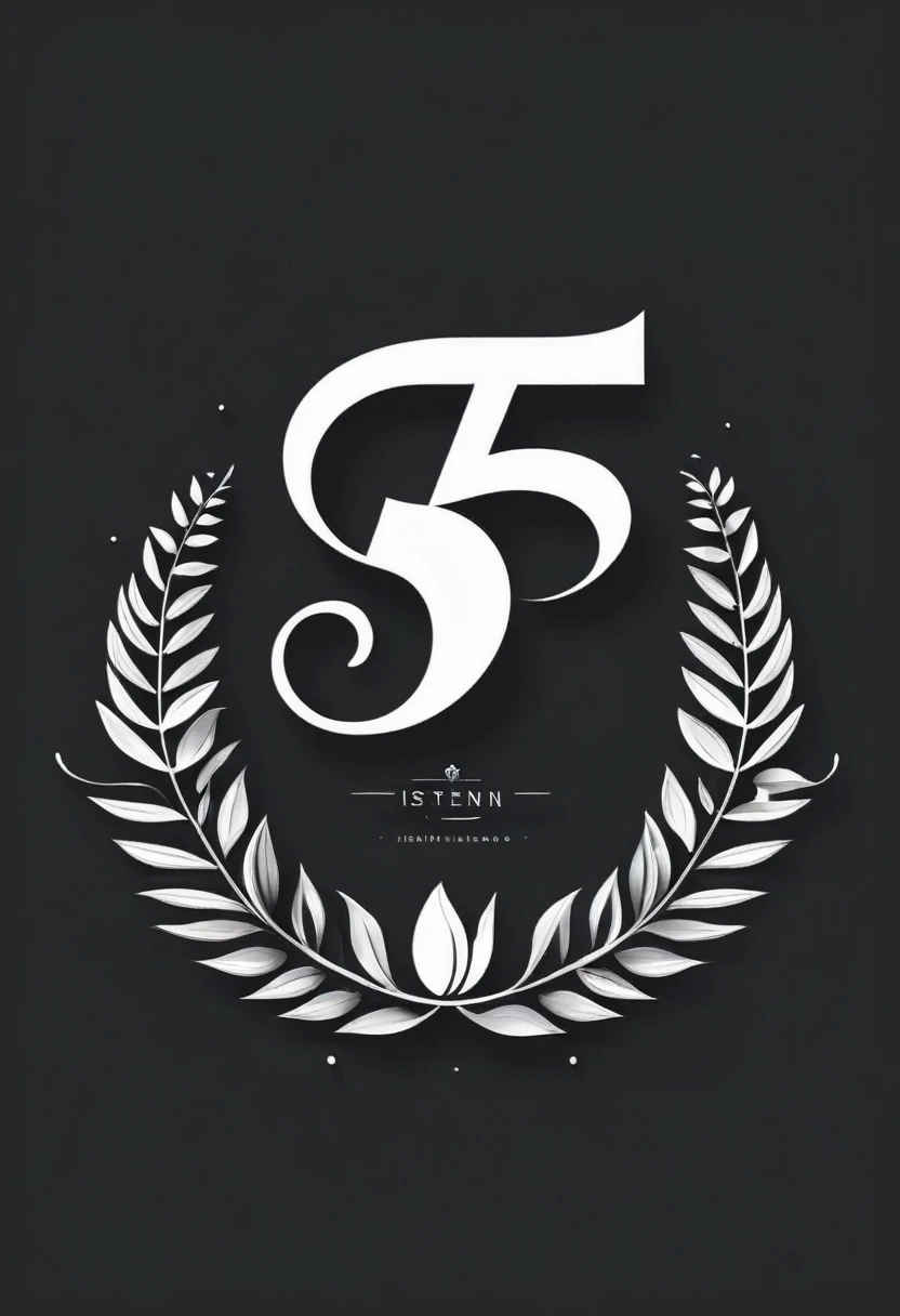 thai modern minimal logo style ,Design the number 15 to be beautiful and stable ,vector art , seeds  , b&w color 