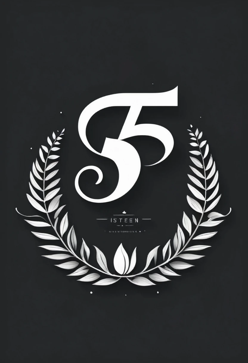 thai modern minimal logo style ,Design the number 15 to be beautiful and stable ,vector art , seeds  , b&w color 